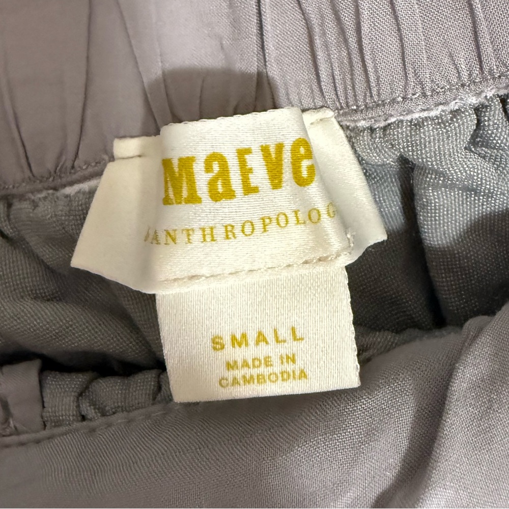MAEVE by Anthropology Silver Metallic Silk Style Straight Leg Pants Size Medium - Picture 5 of 11